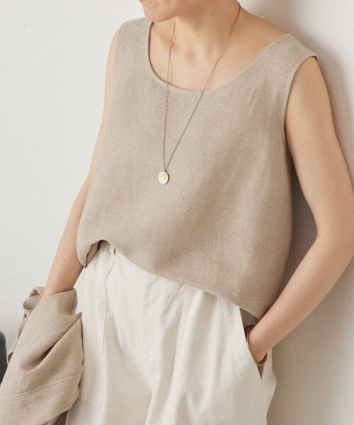 BEARDSLEY（ビアズリー）の「リネンインレイタンクトップ（タンクトップ・レディース・ネイビー/ベージュ/グレー・F）」の3枚目の写真