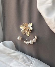 フラワーパールブローチ3個セット