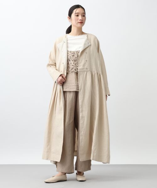 studio CLIP（スタディオクリップ）の「《先行予約/natural by clip》リネンツイルワンピースコート（ジャケット/アウター・チャコール18/ベージュ55・F）」の18枚目の写真
