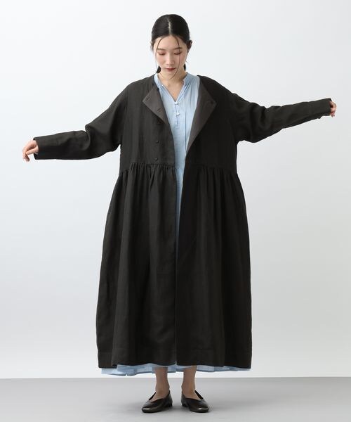 studio CLIP（スタディオクリップ）の「《先行予約/natural by clip》リネンツイルワンピースコート（ジャケット/アウター・チャコール18/ベージュ55・F）」の11枚目の写真