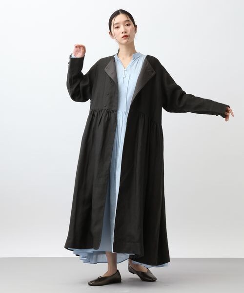 studio CLIP（スタディオクリップ）の「《先行予約/natural by clip》リネンツイルワンピースコート（ジャケット/アウター・チャコール18/ベージュ55・F）」の12枚目の写真
