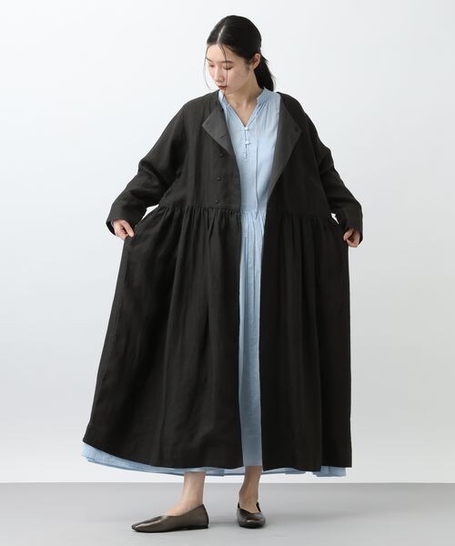 studio CLIP（スタディオクリップ）の「《先行予約/natural by clip》リネンツイルワンピースコート（ジャケット/アウター・チャコール18/ベージュ55・F）」の13枚目の写真