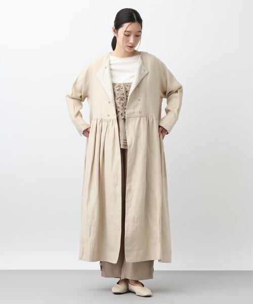 studio CLIP（スタディオクリップ）の「《先行予約/natural by clip》リネンツイルワンピースコート（ジャケット/アウター・チャコール18/ベージュ55・F）」の14枚目の写真