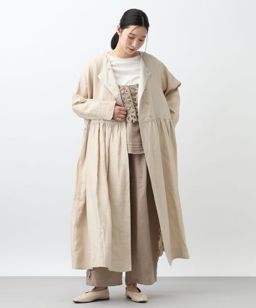 studio CLIP（スタディオクリップ）の「《先行予約/natural by clip》リネンツイルワンピースコート（ジャケット/アウター・チャコール18/ベージュ55・F）」の15枚目の写真