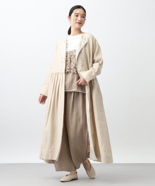 studio CLIP（スタディオクリップ）の「《先行予約/natural by clip》リネンツイルワンピースコート（ジャケット/アウター・チャコール18/ベージュ55・F）」の19枚目の写真