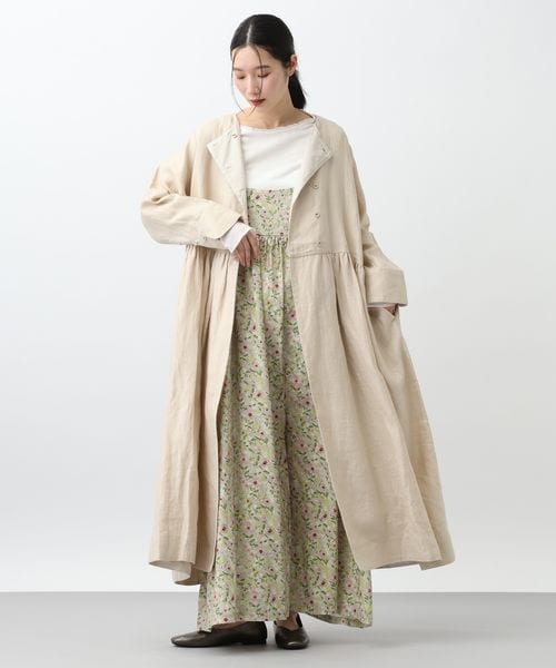 studio CLIP（スタディオクリップ）の「《先行予約/natural by clip》リネンツイルワンピースコート（ジャケット/アウター・チャコール18/ベージュ55・F）」の2枚目の写真