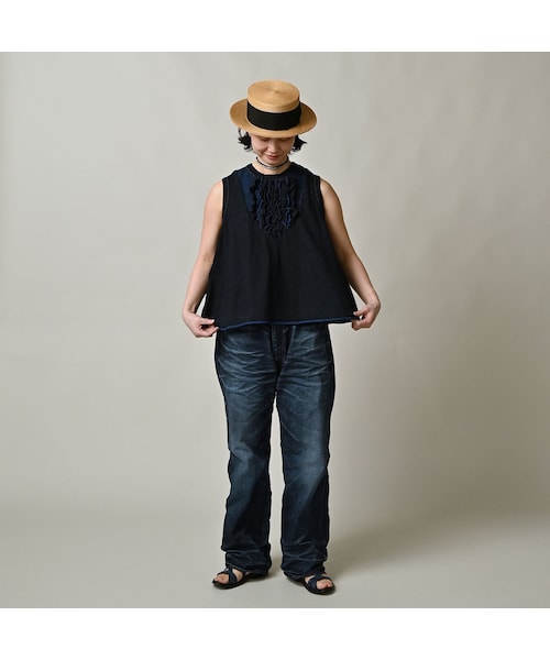 45R（フォーティファイブアール）の「いろいろ天竺のキャミ（インディゴ）（トップス・レディース・73-インディゴ・02-M/03-L）」の3枚目の写真