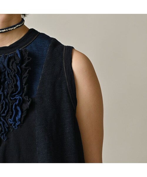 45R（フォーティファイブアール）の「いろいろ天竺のキャミ（インディゴ）（トップス・レディース・73-インディゴ・02-M/03-L）」の9枚目の写真