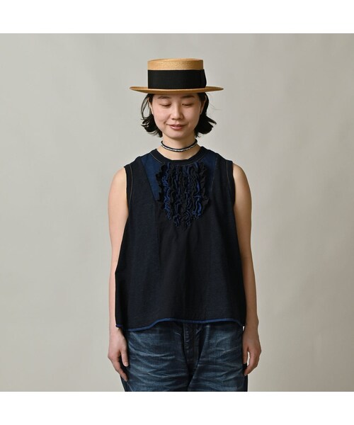 45R（フォーティファイブアール）の「いろいろ天竺のキャミ（インディゴ）（トップス・レディース・73-インディゴ・02-M/03-L）」の4枚目の写真