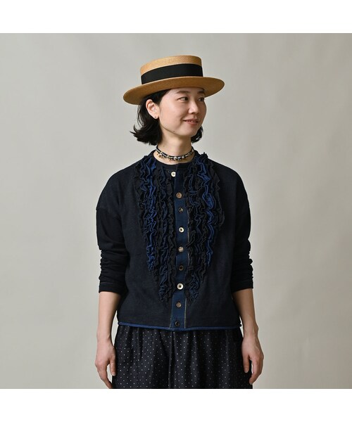 45R（フォーティファイブアール）の「いろいろ天竺のカーディガン（インディゴ）（トップス・レディース・73-インディゴ・02-M/03-L）」の4枚目の写真