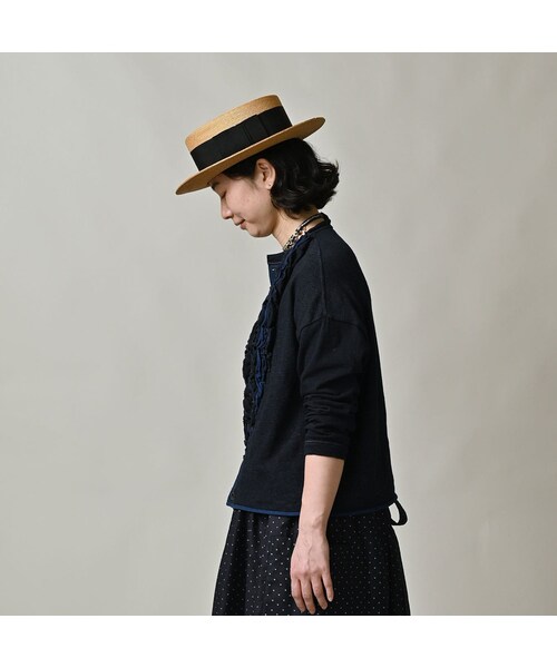 45R（フォーティファイブアール）の「いろいろ天竺のカーディガン（インディゴ）（トップス・レディース・73-インディゴ・02-M/03-L）」の5枚目の写真