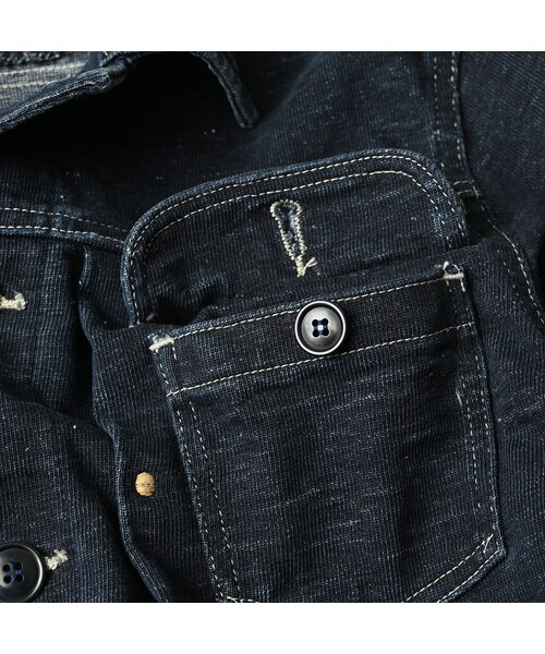 45R（フォーティファイブアール）の「デニム天竺のGジャン（インディゴ）（ジャケット/アウター・レディース・93-墨納戸・02-M/03-L）」の15枚目の写真