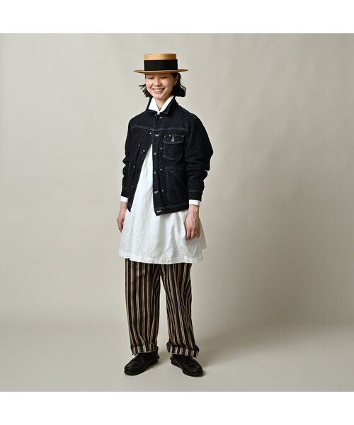 45R（フォーティファイブアール）の「デニム天竺のGジャン（インディゴ）（ジャケット/アウター・レディース・93-墨納戸・02-M/03-L）」の3枚目の写真