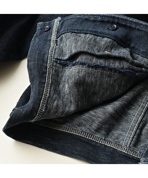 45R（フォーティファイブアール）の「デニム天竺のGジャン（インディゴ）（ジャケット/アウター・レディース・93-墨納戸・02-M/03-L）」の18枚目の写真