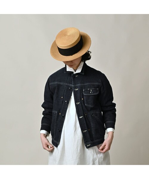 45R（フォーティファイブアール）の「デニム天竺のGジャン（インディゴ）（ジャケット/アウター・レディース・93-墨納戸・02-M/03-L）」の4枚目の写真