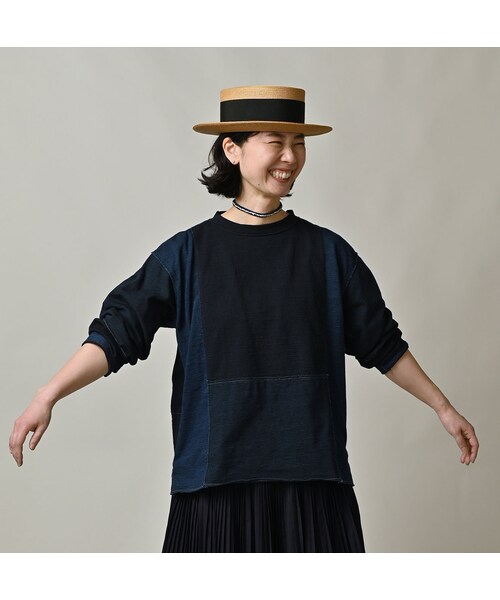 45R（フォーティファイブアール）の「いろいろ天竺の908Tシャツ（インディゴ）（トップス・レディース・73-インディゴ・02-S/04-L）」の5枚目の写真