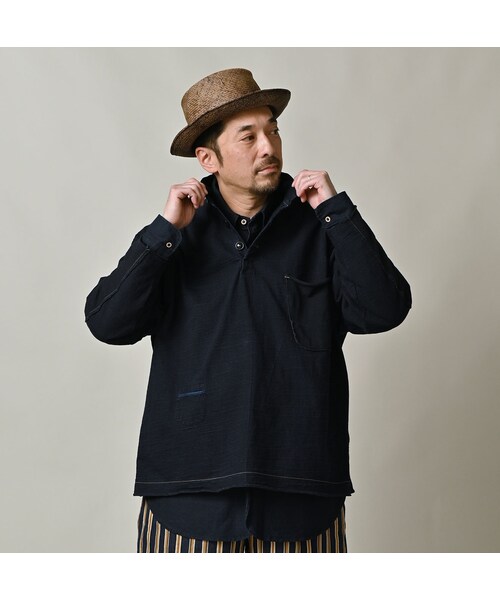 45R（フォーティファイブアール）の「いろいろ天竺の908ポロシャツ（インディゴ）（トップス・レディース・73-インディゴ・00-フリー）」の9枚目の写真