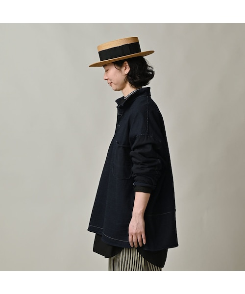 45R（フォーティファイブアール）の「いろいろ天竺の908ポロシャツ（インディゴ）（トップス・レディース・73-インディゴ・00-フリー）」の6枚目の写真