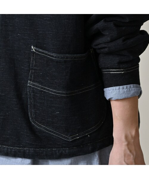 45R（フォーティファイブアール）の「デニム天竺の908プル（インディゴ）（トップス・レディース・93-墨納戸・02-S/04-L）」の13枚目の写真