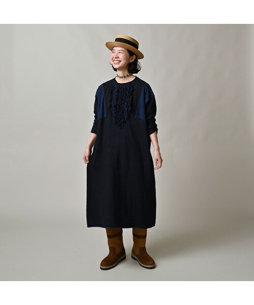 45R（フォーティファイブアール）の「いろいろ天竺のドレス（インディゴ）（ワンピース/ドレス・レディース・73-インディゴ・00-フリー）」の4枚目の写真