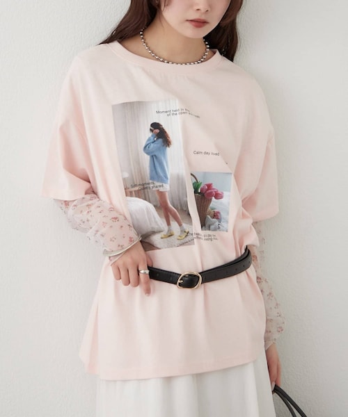 mystic(ミスティック)の「アソートプリントT(Tシャツ/カットソー・レディース・グレー/オフホワイト/ピンク・F)」の3枚目の写真