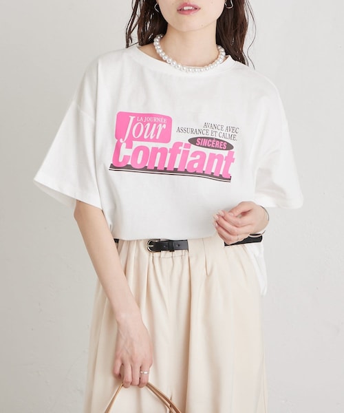 mystic(ミスティック)の「アソートプリントT(Tシャツ/カットソー・レディース・グレー/オフホワイト/ピンク・F)」の2枚目の写真