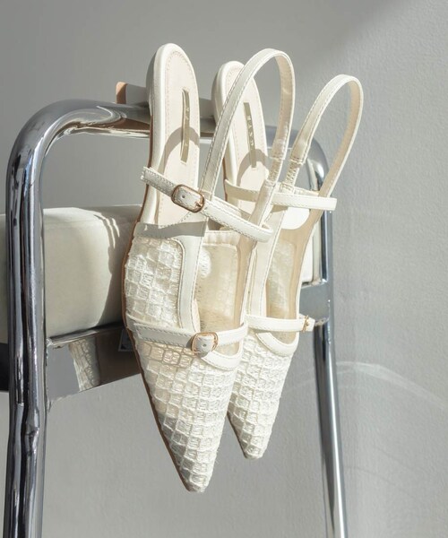 RANDA（ランダ）の「シアーチェックバックストラップパンプス（その他・レディース・その他）」の5枚目の写真