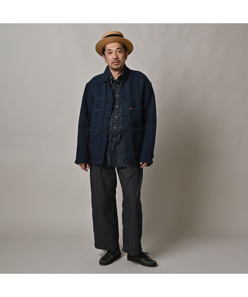 45R（フォーティファイブアール）の「藍職人 ゴザデニムのGオール（ジャケット/アウター・レディース・78-藍・05-XL）」の3枚目の写真