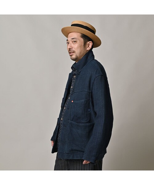 45R（フォーティファイブアール）の「藍職人 ゴザデニムのGオール（ジャケット/アウター・レディース・78-藍・05-XL）」の5枚目の写真