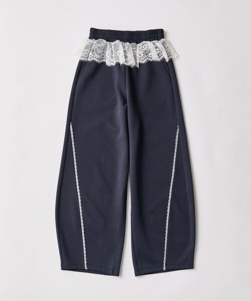 OLIVE des OLIVE（オリーブデオリーブ）の「ウエストフリルバレルレッグパンツ（パンツ・レディース・ピンク/ネイビー/トップグレー・FREE）」の3枚目の写真