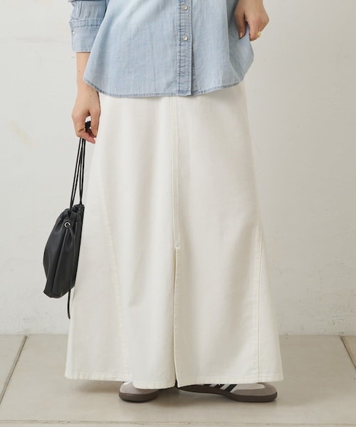 PUAL CE CIN(ピュアルセシン)の「リヨセル混デニムスカート(デニムスカート・レディース・インディゴブルー/ブルー/オフホワイト・FREE)」の2枚目の写真