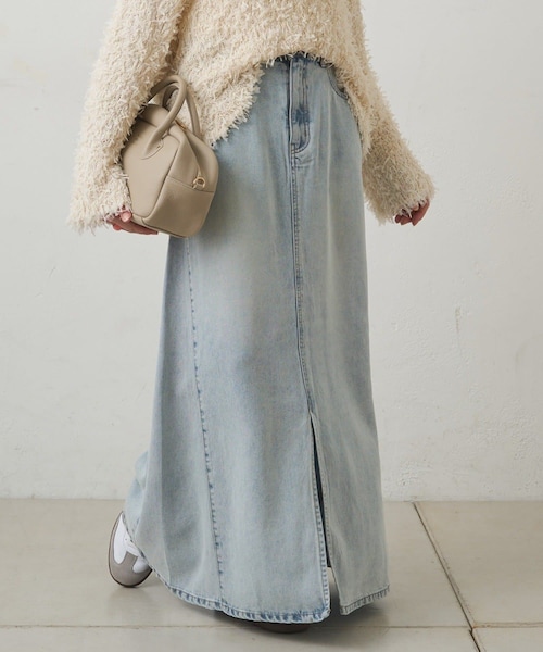 PUAL CE CIN(ピュアルセシン)の「リヨセル混デニムスカート(デニムスカート・レディース・インディゴブルー/ブルー/オフホワイト・FREE)」の3枚目の写真