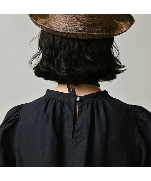 45R（フォーティファイブアール）の「60リネン刺繍のパフドレス（インディゴ）（ワンピース/ドレス・レディース・74-インディゴ・00-フリー）」の12枚目の写真