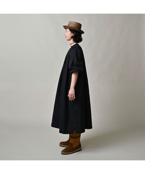 45R（フォーティファイブアール）の「60リネン刺繍のパフドレス（インディゴ）（ワンピース/ドレス・レディース・74-インディゴ・00-フリー）」の4枚目の写真