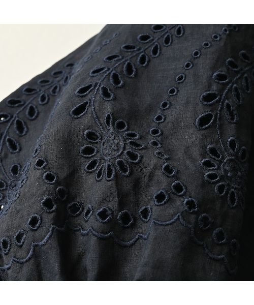 45R（フォーティファイブアール）の「60リネン刺繍のパフドレス（インディゴ）（ワンピース/ドレス・レディース・74-インディゴ・00-フリー）」の15枚目の写真