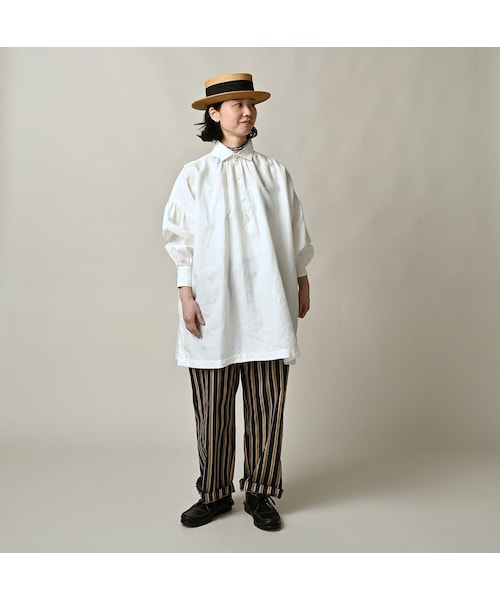 45R（フォーティファイブアール）の「60リネンのスモックシャツ（その他・レディース・01-ナチュラル/02-シロ・00-フリー）」の4枚目の写真