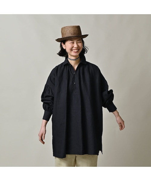 45R(フォーティファイブアール)の「60リネンのスモックシャツ(インディゴ)(その他・レディース・74-インディゴ・00-フリー)」の4枚目の写真