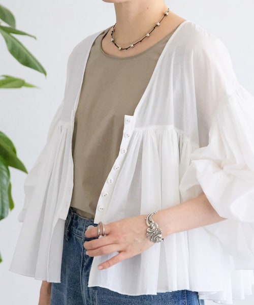 BEARDSLEY(ビアズリー)の「シャツタンク(タンクトップ・レディース・モスグリーン/ホワイト・0/1)」の1枚目の写真