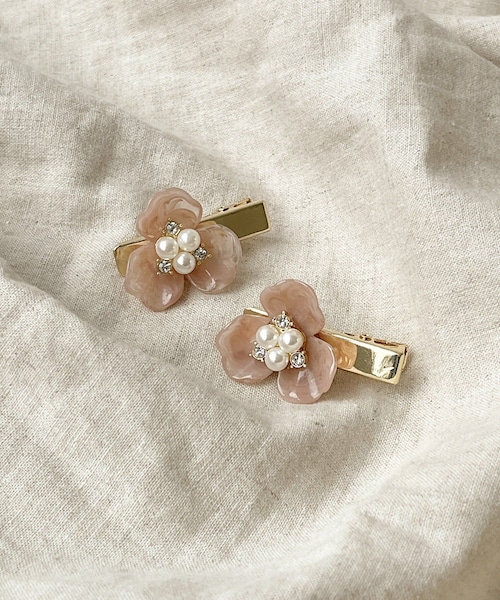 3coins（3coins）の「マーブルフラワークリップ2個セット／KIDS（バレッタ/ヘアクリップ・キッズ・アイボリー/ピンク/ブルー・FREE）」の3枚目の写真