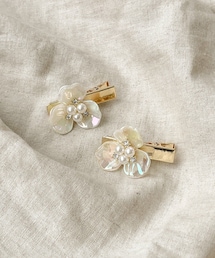 3coins | マーブルフラワークリップ2個セット／KIDS(バレッタ/ヘアクリップ)