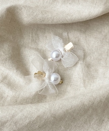 3coins | チュールリボンミニクリップ2個セット／KIDS(バレッタ/ヘアクリップ)