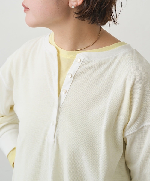 PUAL CE CIN(ピュアルセシン)の「前後2WAYシアーワッフルカットソー(Tシャツ/カットソー・レディース・サックスブルー/ネイビー/オフホワイト・FREE)」の2枚目の写真