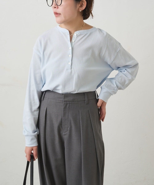 PUAL CE CIN(ピュアルセシン)の「前後2WAYシアーワッフルカットソー(Tシャツ/カットソー・レディース・サックスブルー/ネイビー/オフホワイト・FREE)」の1枚目の写真