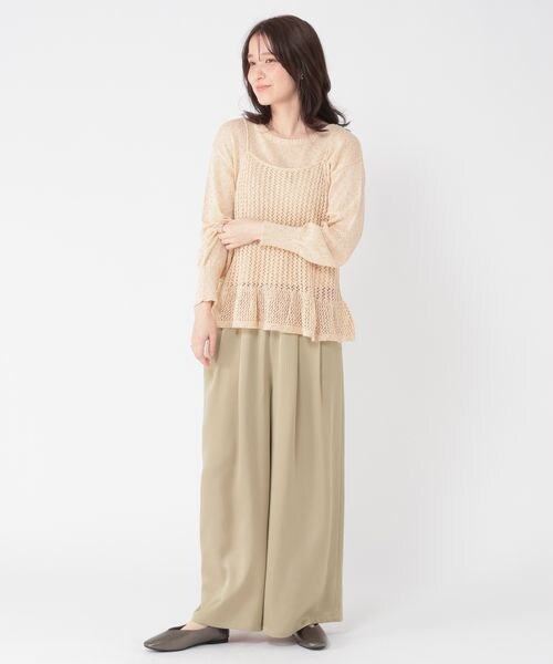 studio CLIP（スタディオクリップ）の「サテンイージーワイドパンツ（パンツ・アイボリー52/ベージュ55・F）」の12枚目の写真