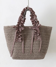 DISCOAT | 【WEB限定】雑材フリルハンドルリボントートバッグ(かごバッグ)