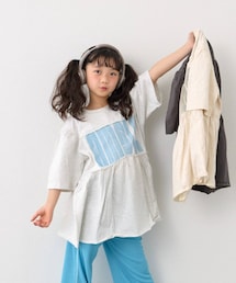 CIAOPANIC TYPY | 【KIDS】《ジュニアサイズあり》厚盛ロゴ5分袖チュニックワンピ(ワンピース)