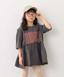 CIAOPANIC TYPY | 【KIDS】《ジュニアサイズあり》厚盛ロゴ5分袖チュニックワンピ(ワンピース)