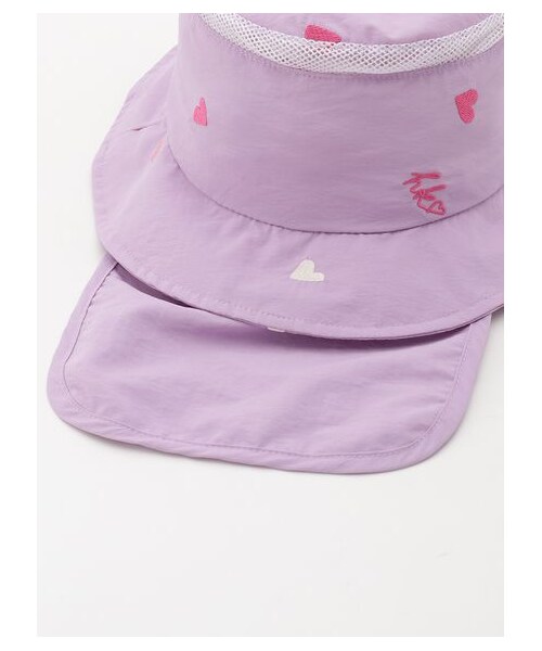 HAKKA KIDS（ハッカキッズ）の「ハート刺繍/恐竜刺繍日よけ付きハット（帽子・キッズ・パープル/ブルー/サックス・M/L）」の4枚目の写真