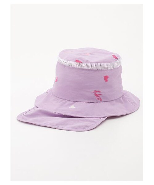 HAKKA KIDS（ハッカキッズ）の「ハート刺繍/恐竜刺繍日よけ付きハット（帽子・キッズ・パープル/ブルー/サックス・M/L）」の2枚目の写真