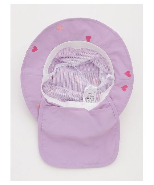 HAKKA KIDS（ハッカキッズ）の「ハート刺繍/恐竜刺繍日よけ付きハット（帽子・キッズ・パープル/ブルー/サックス・M/L）」の5枚目の写真